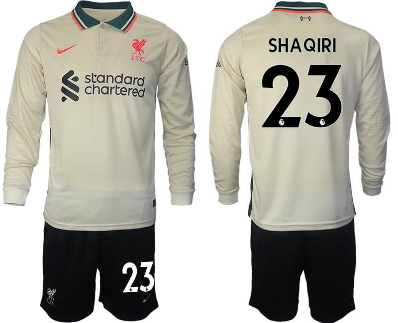 Men 2021-2022 Club Liverpool away cream Long Sleeve #23 Soccer Jersey->liverpool jersey->Soccer Club Jersey